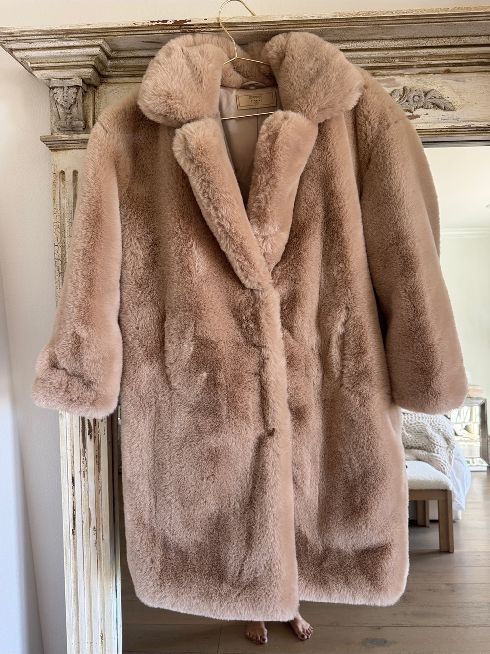 Blank NYC Plush Taupe Faux-Fur Coat